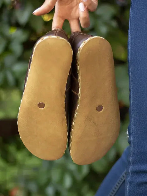 Coffee Leather Sneakers