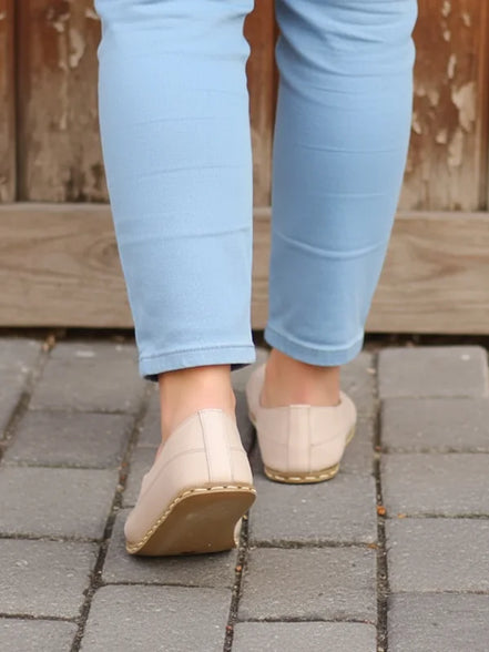 Barefoot Cross Beige Ballet Flats for Women