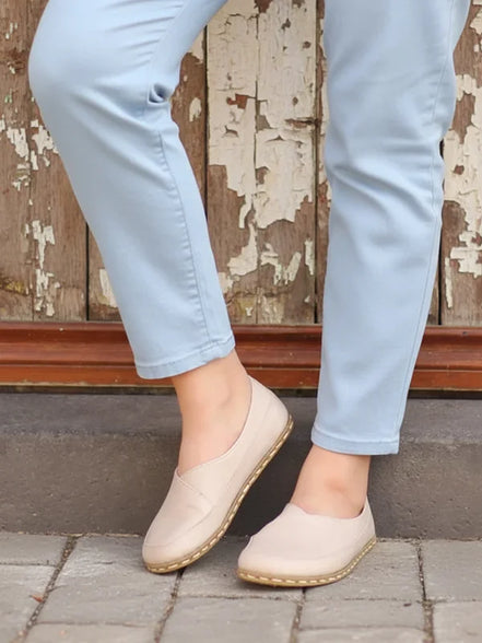 Barefoot Cross Beige Ballet Flats