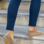 Barefoot Beige Suede Ballet Flats