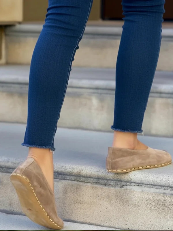 Barefoot Beige Suede Ballet Flats
