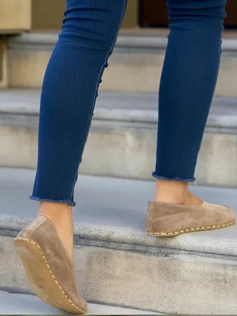 Barefoot Beige Suede Ballet Flats