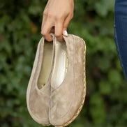 Barefoot Cross Beige Suede Ballet Flats for Women