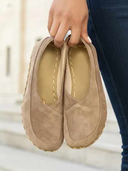 Barefoot Women's Beige Suede Ballet Flats