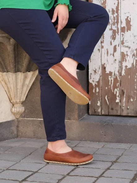 Barefoot Cross Brown Ballet Flats