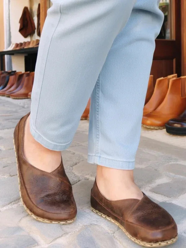 Barefoot Cross Coffee Ballet Flats for Women