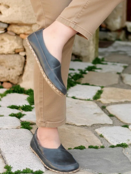 Barefoot Cross Dark Green Ballet Flats or Women