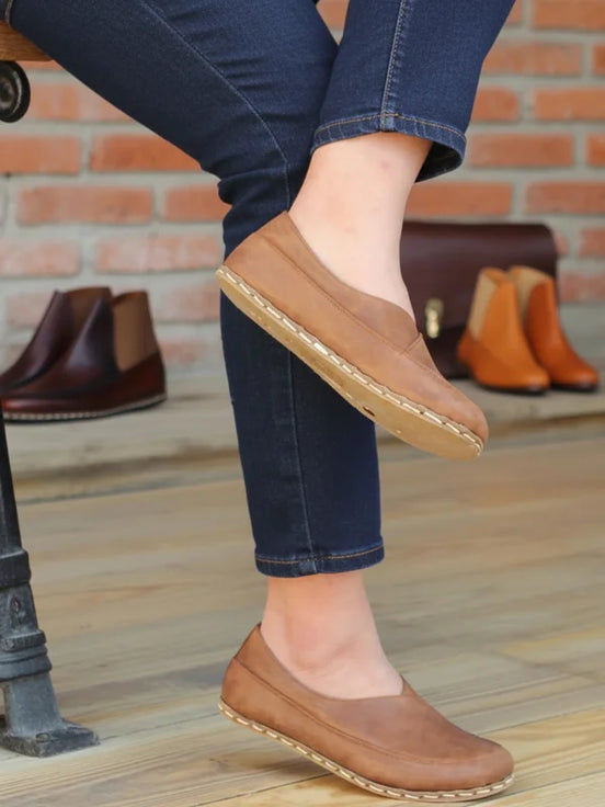 Barefoot Cross Matte Brown Ballet Flats for Women