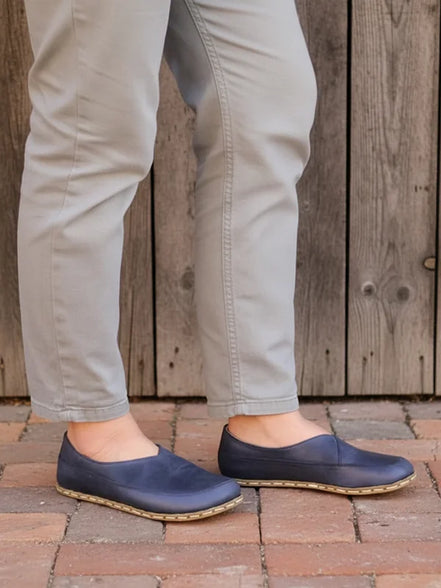 Barefoot Cross Navy Blue Ballet Flats