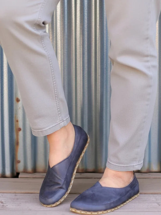 Barefoot Cross Navy Blue Ballet Flats for Women