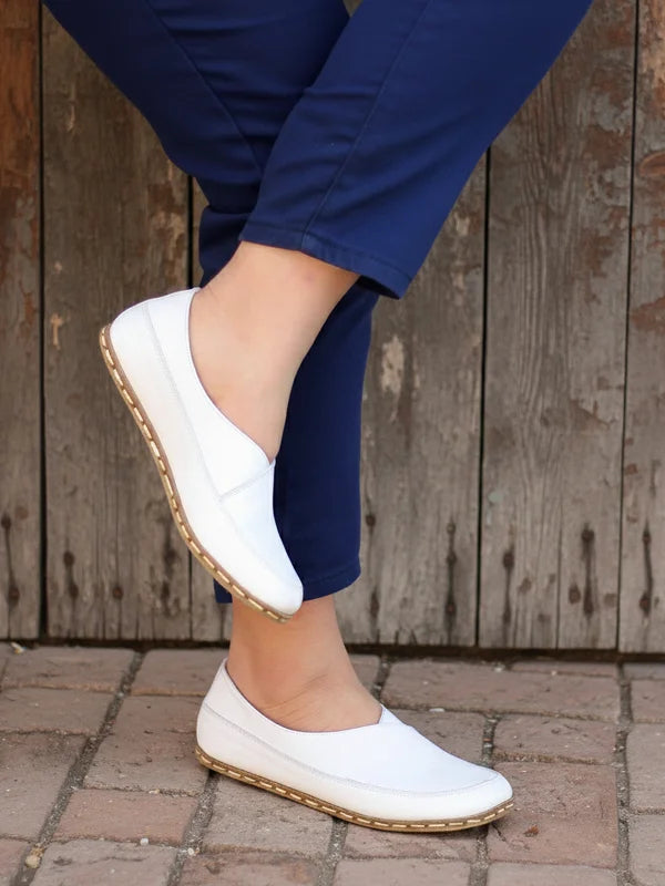 Barefoot Cross White Ballet Flats for Women