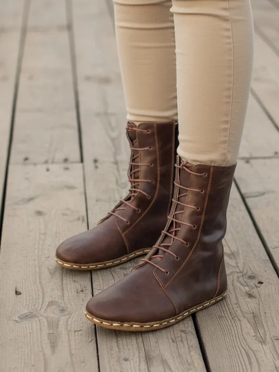 Barefoot Dark Brown Ankle Boots for Women