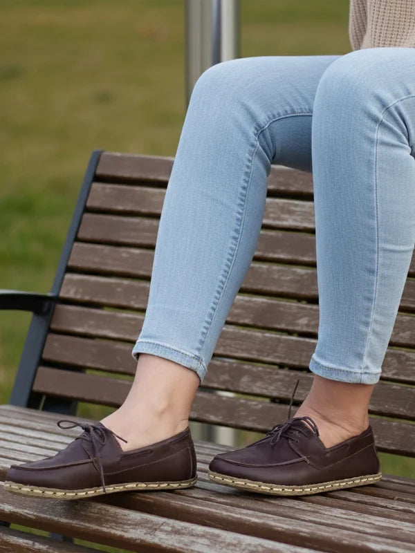 Barefoot Dark Brown Boat Shoes for Women