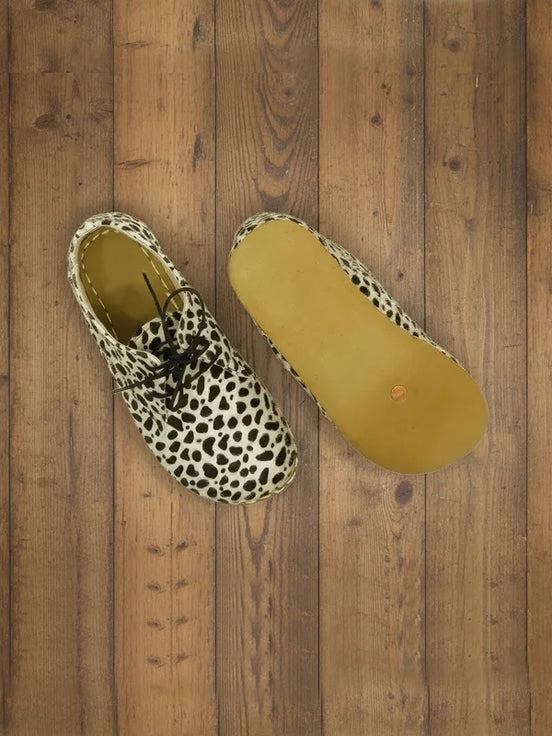 Barefoot Earthing Dalmatian Print Leather Oxford Shoes