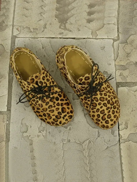 Barefoot Earthing Leopard Print Oxford Shoes for Women