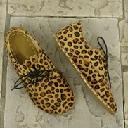 Barefoot Earthing Leopard Print Leather Oxford Shoes