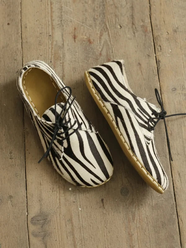 Barefoot Earthing Zebra Pattern Oxford Shoes for Women