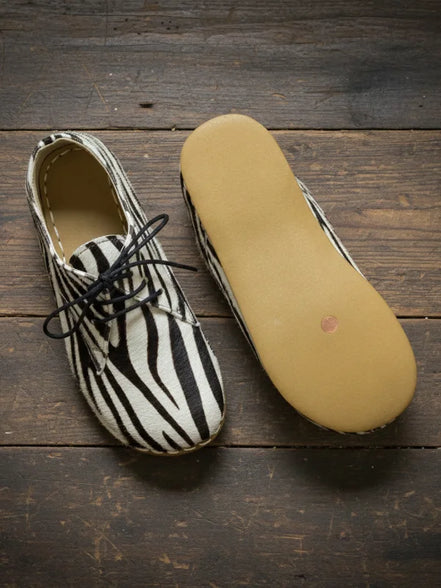 Barefoot Earthing Zebra Pattern Women's Oxford Shoes