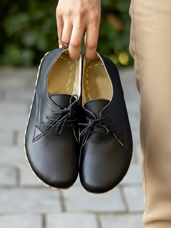 Barefoot Women's Black Leather Oxford Shoes