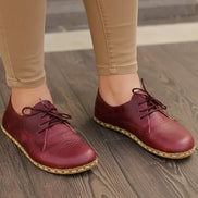 Barefoot Grounding Burgundy Oxford Shoes for Women
