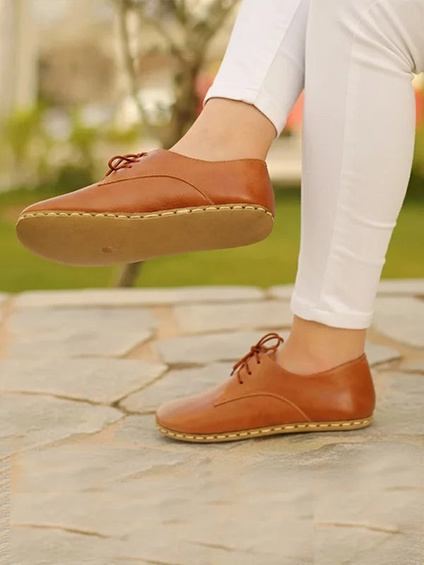 Barefoot Grounding Classic Brown Oxford Shoes for Women