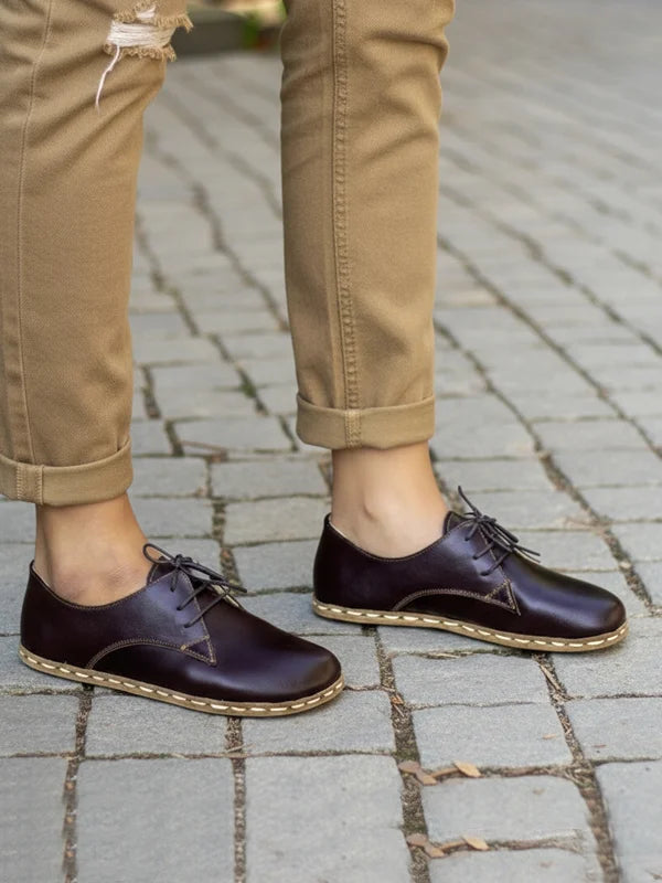 Barefoot Grounding Dark Brown Oxford Shoes for Women