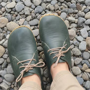 Barefoot Grounding Dark Green Oxford Shoes for Women