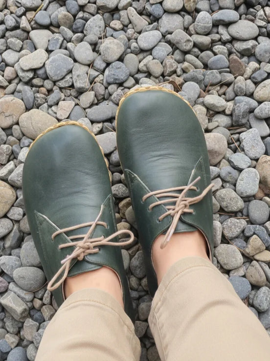 Barefoot Grounding Dark Green Oxford Shoes for Women