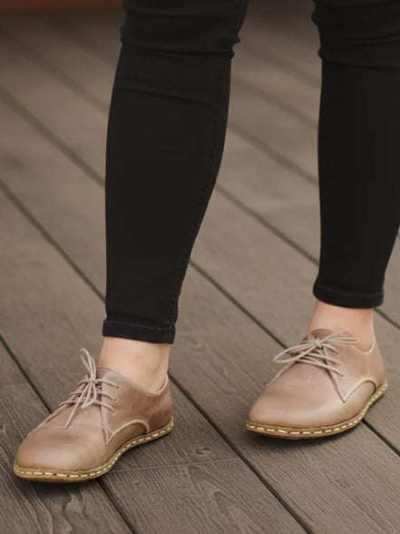 Barefoot Grounding Light Brown Oxford Shoes for Women