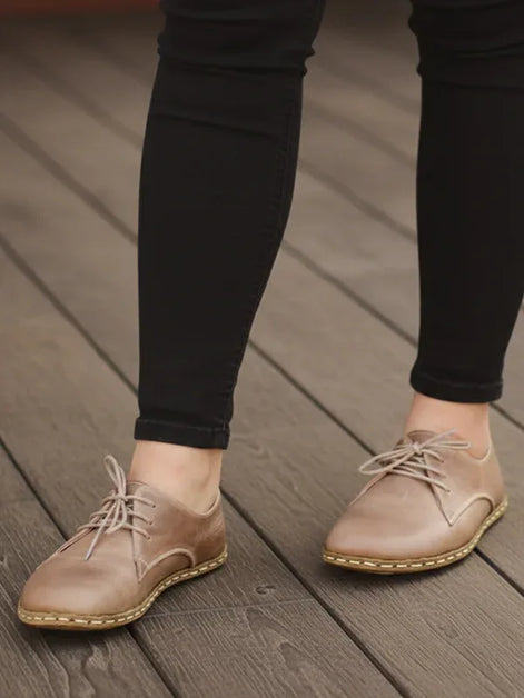 Barefoot Grounding Light Brown Oxford Shoes for Women