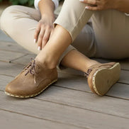 Barefoot Grounding Matte Brown Oxford Shoes for Women