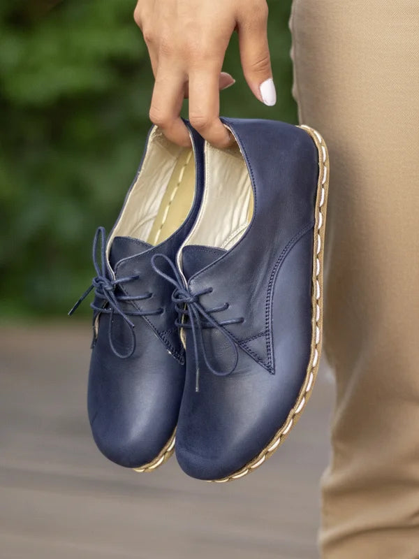 Barefoot Grounding Navy Blue Oxford Shoes for Women