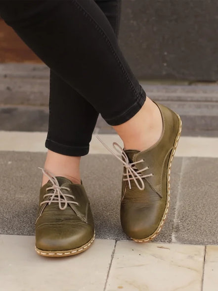 Barefoot Grounding Olive Oxford Shoes for Women