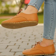 Orange Leather Oxford Shoes