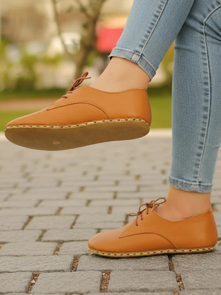 Orange Leather Oxford Shoes