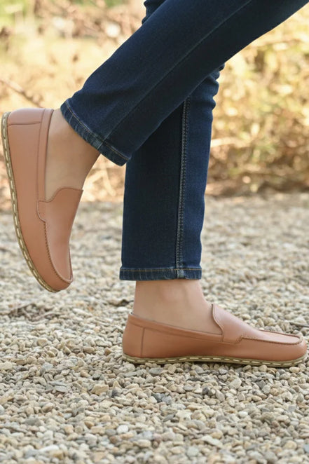 Barefoot Light Brown Leather Shoes for Women