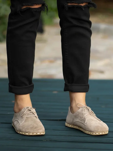 Barefoot Light Brown Suede Oxford Shoes for Women