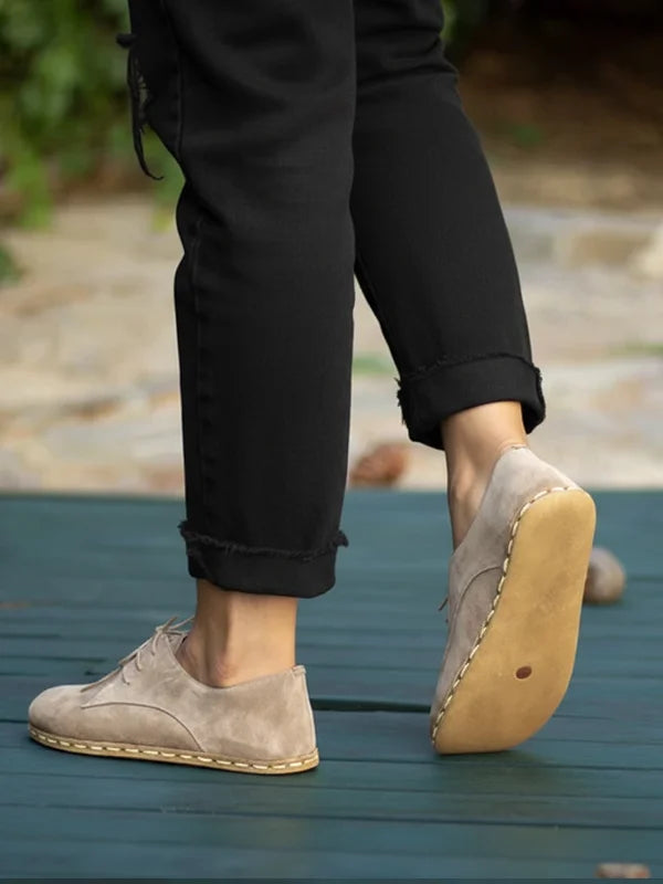 Barefoot Women's Light Brown Suede Oxford Shoes