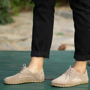 Women's Light Brown Suede Leather Oxford Shoes