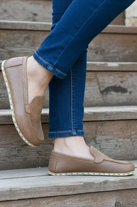 Barefoot Matte Brown Leather Loafers for Women