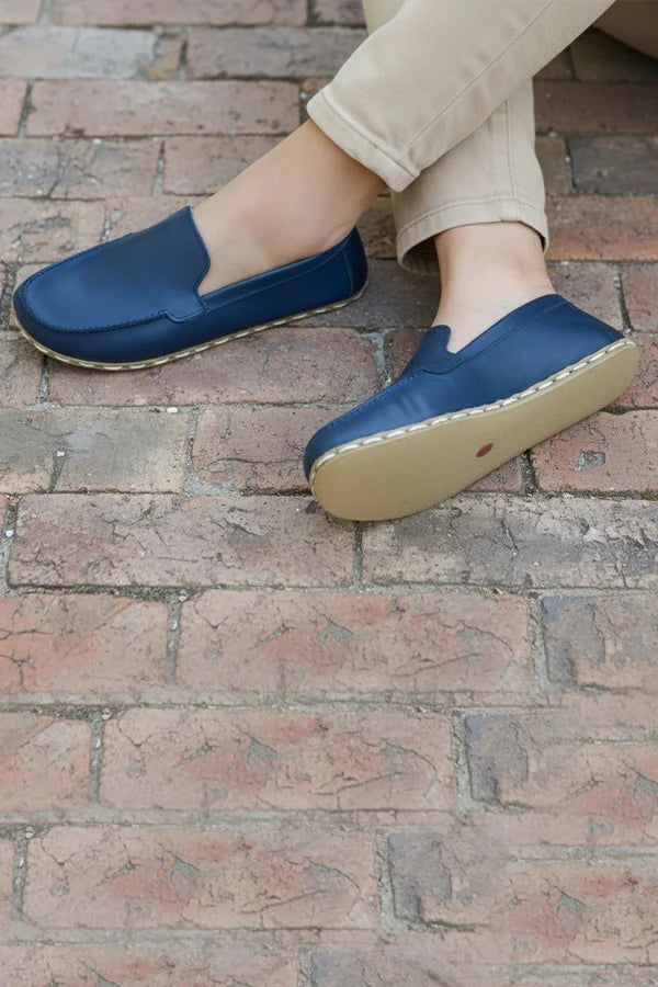 Barefoot Navy Blue Leather Loafers