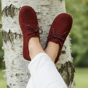 Barefoot Nubuck Burgundy Oxford Shoes for Women