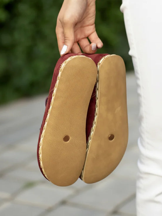 Barefoot Women's Nubuck Burgundy Oxford Shoes
