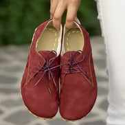 Barefoot Nubuck Burgundy Leather Oxford Shoes for Women