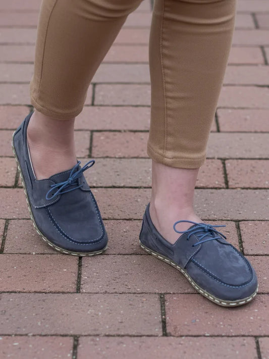 Barefoot Nubuck Gray Boat Shoes for Women