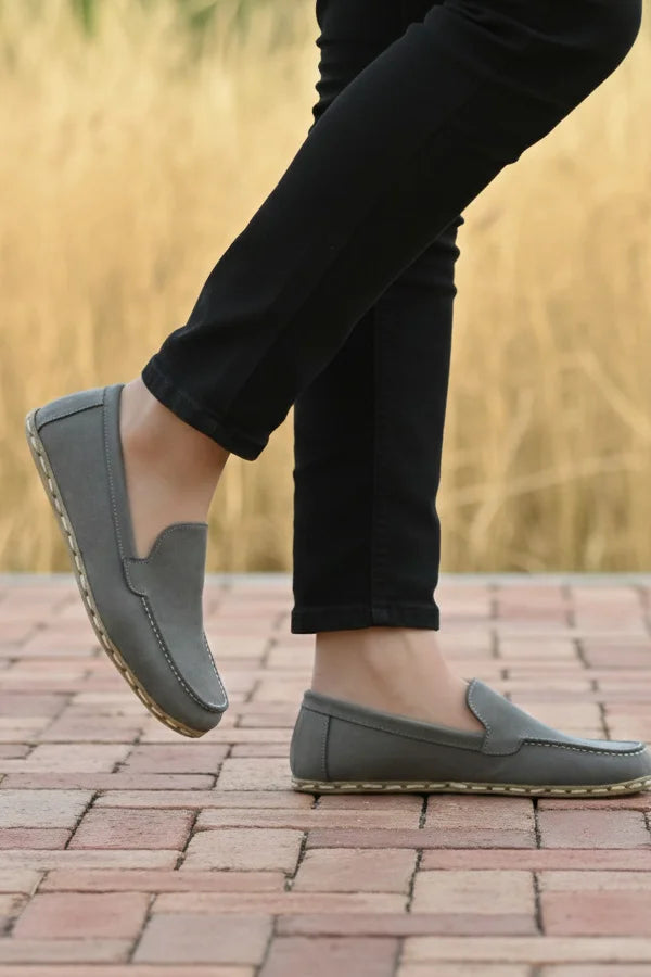 Barefoot Nubuck Gray Moccasins