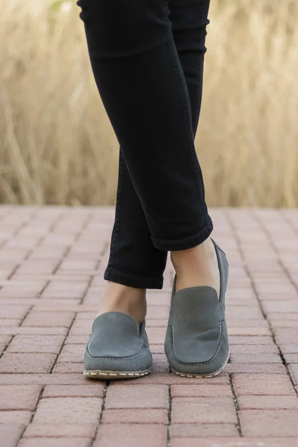 Barefoot Nubuck Gray Moccasins