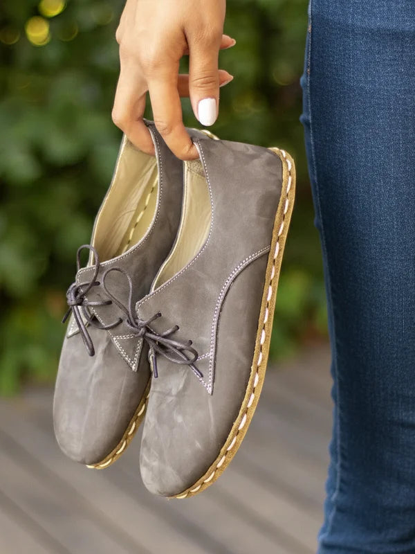 Barefoot Nubuck Gray Leather Oxford Shoes