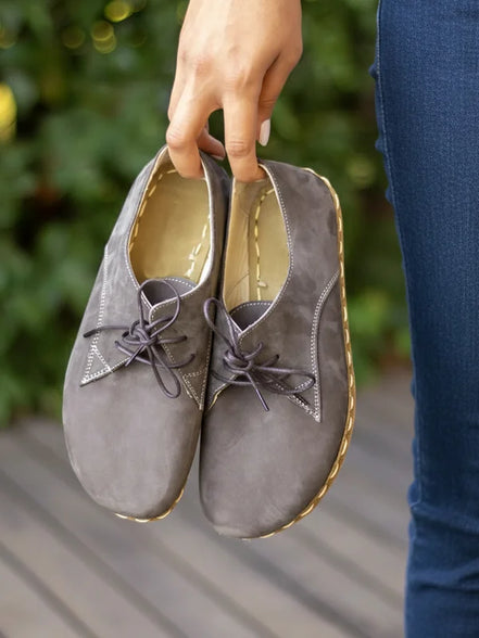 Barefoot Nubuck Gray Oxford Shoes for Women