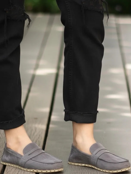 Barefoot Nubuck Gray Penny Loafers